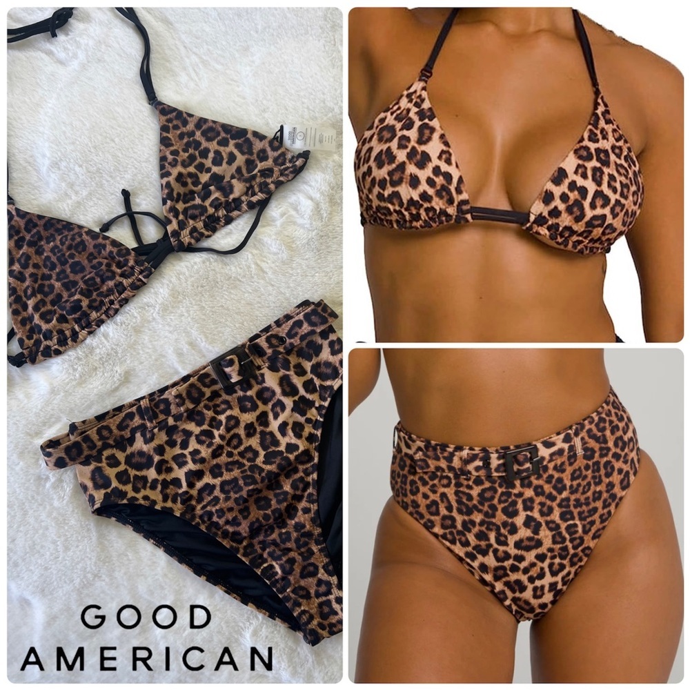 NEW Good American Leopard Bikini Topanga & Showoff  2pc Set (M/L)